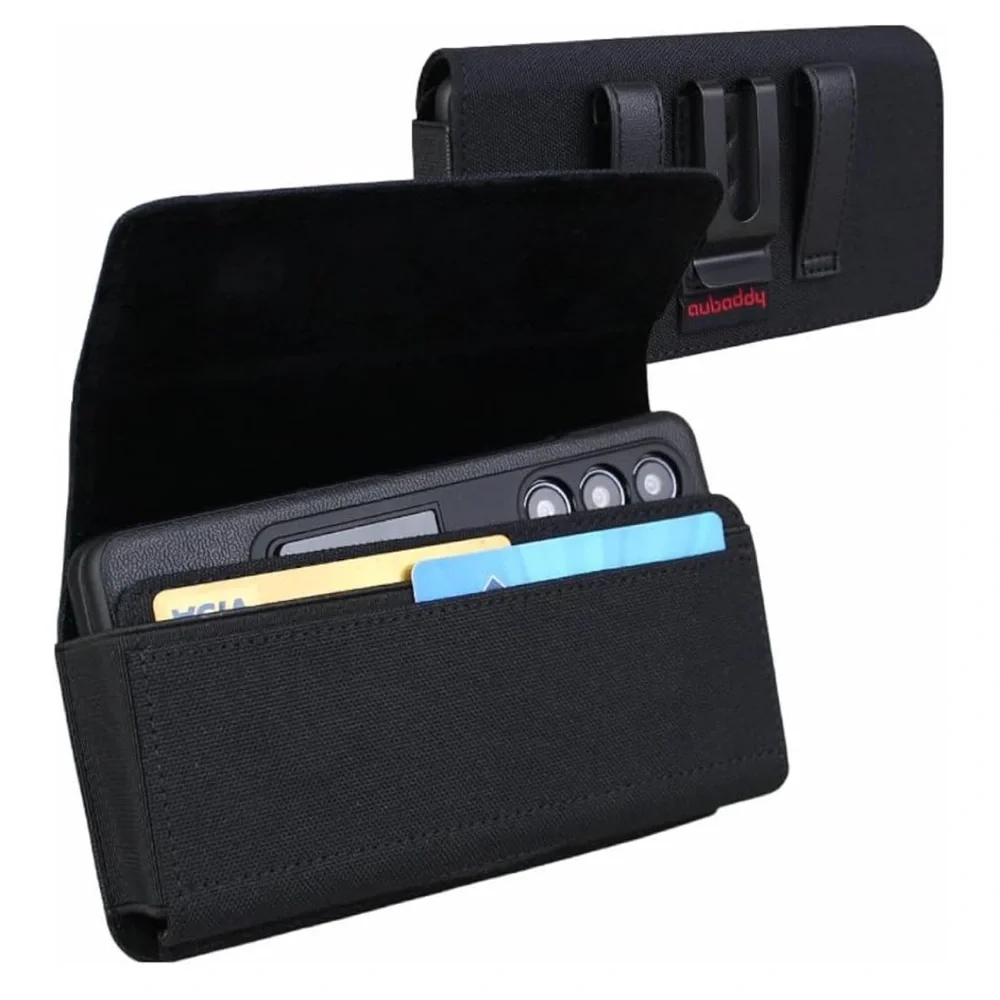 Premium Black Nylon Phone Holster with Belt Clip